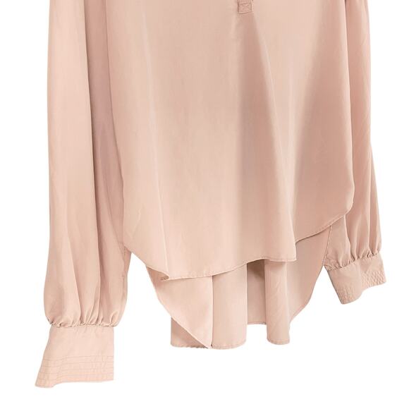 FREE PEOPLE WE THE FREE Love Until Tomorrow Poet Popover Blouse Pink Pearl Sz L - Picture 4 of 8